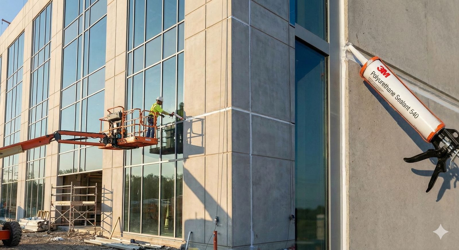 Aplikasi 3M Polyurethane Sealant 540 pada celah sambungan gedung untuk perlindungan struktur
